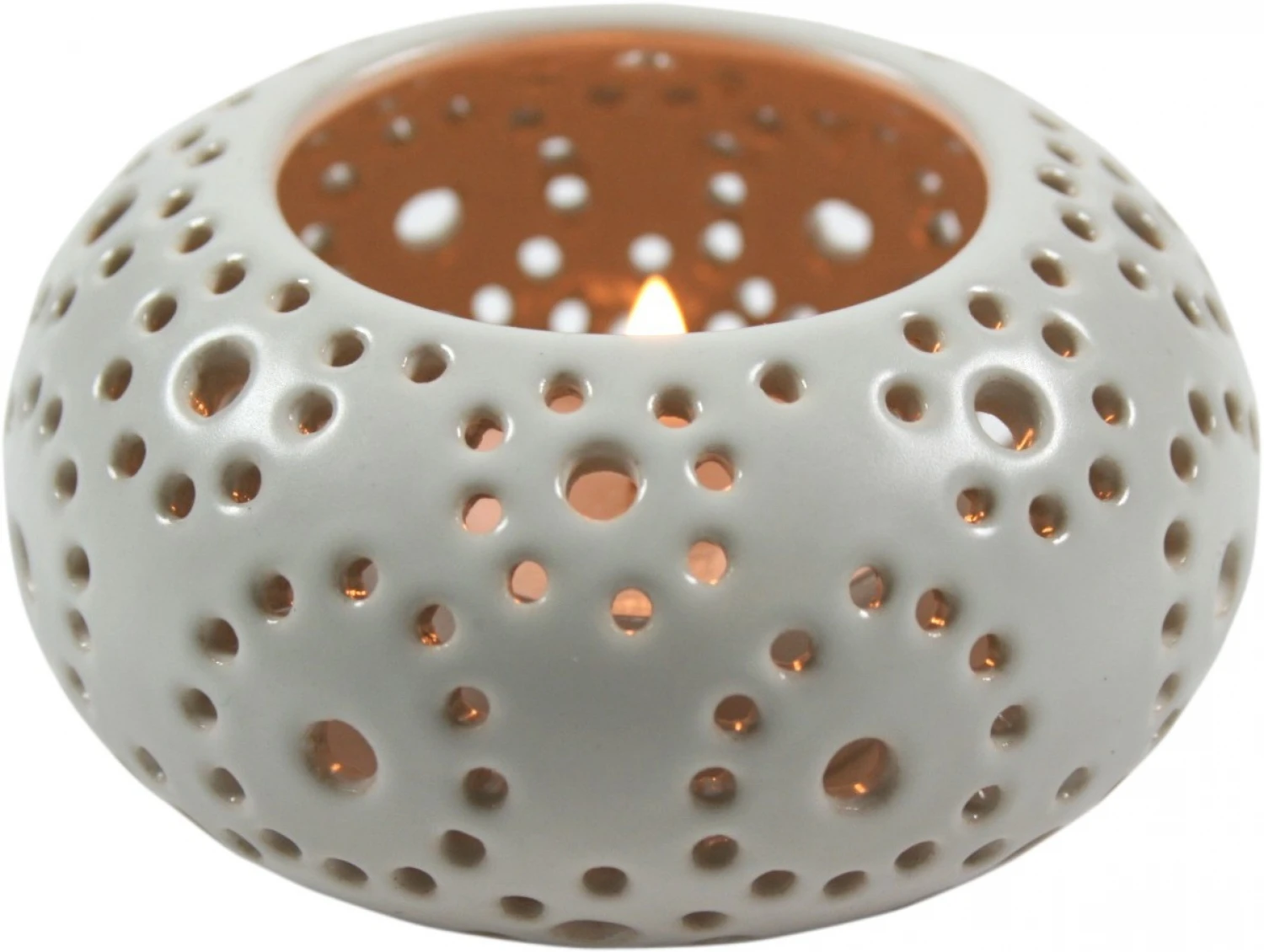 Flaches Pünktchen Windlicht - Weiß - 4x9x9 Cm 1 Flaches Pünktchen Windlicht - Weiß - 4x9x9 Cm