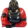 Geschnitzter Lucky Buddha, Holzbuddha - Rot - 30x27x13 Cm