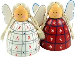 Geschnitzter Schutzengel In Zwei Farben - 10x9x7 Cm