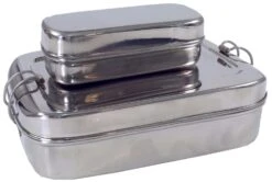 Edelstahl Brotdose, Frühstücksbox, Lunchbox, Vesperbox 2èr Set - 5x17,5x11,5 Cm