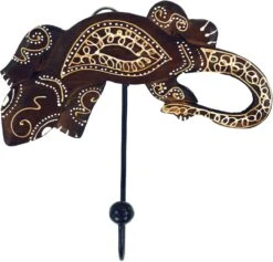 Holz Kleiderhaken, Wandhaken - Gecko 5 - 16x8x2 Cm
