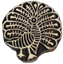 Indischer Textilstempel, Holz Stoffdruckstempel, Blaudruck Stempel, Druck Modell - Ø 7 Cm Pfau