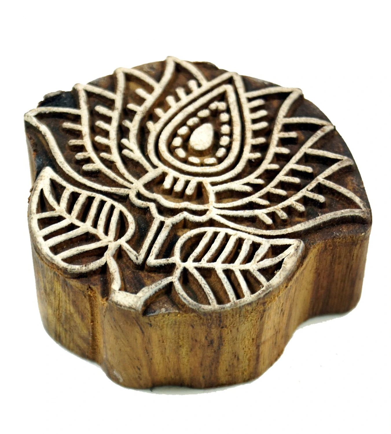 Indischer Textilstempel, Holz Stoffdruckstempel, Blaudruck Stempel, Druck Modell - Lotus 2 - 6x7x2,5 Cm 1 Indischer Textilstempel, Holz Stoffdruckstempel, Blaudruck Stempel, Druck Modell - Lotus 2 - 6x7x2,5 Cm