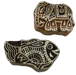 Indischer Textilstempel, Holz Stoffdruckstempel, Blaudruck Stempel, Druck Modell - Set 8 - 5x7x3 Cm