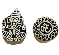 Indischer Textilstempel, Holz Stoffdruckstempel, Blaudruck Stempel, Druck Modell - Set 9 - 5x3,5x3 Cm Ø3,5 Cm