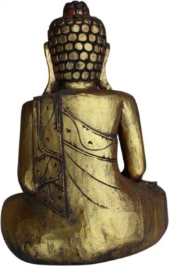 Großer Holzbuddha, Buddha Statue, Handarbeit, Gold - Modell 1 - 60x45x20 Cm -Deko Haus Store img8501