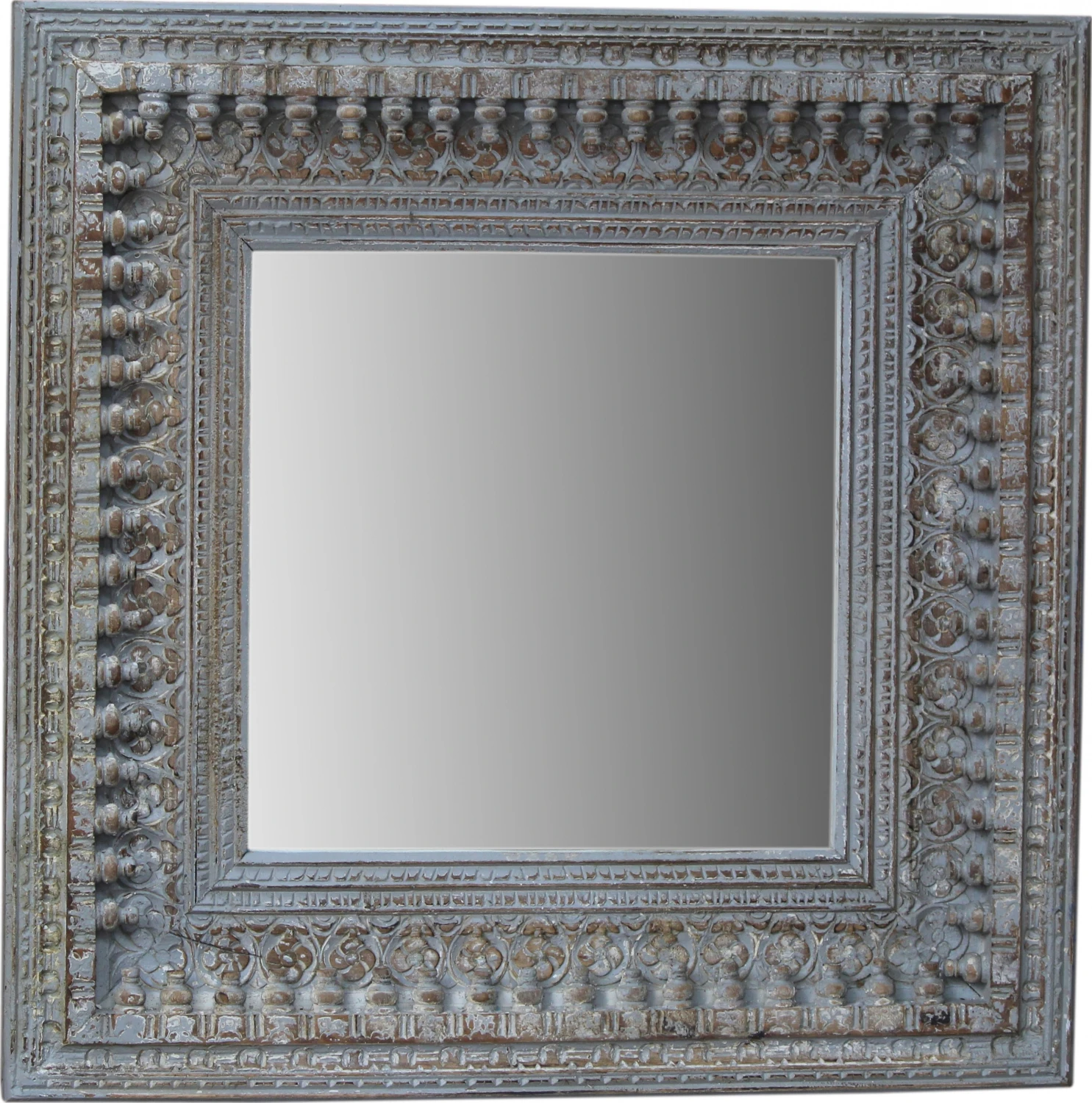 Vintage Massivholz Spiegel - 90x90 Cm 1 Vintage Massivholz Spiegel - 90x90 Cm