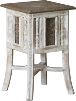 Orientalischer Beistelltisch Mit Messing Dekoration - Modell 1 - 45x28x28 Cm