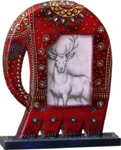 Stehender Bilderrahmen In Elefantenform 9 X13 - Rot - 28x22x5 Cm