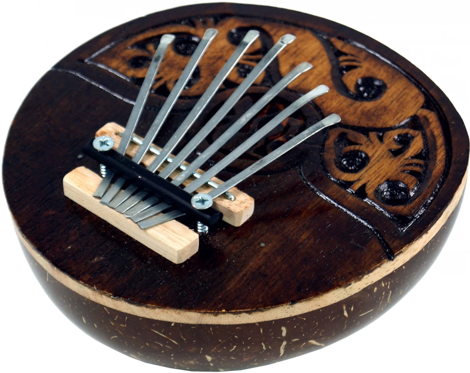 Musikinstrument Aus Holz, Musik Percussion Rhythmus Klang Instrument, Handgearbeitet Aus Kokosnuss - Kalimba 3 - 7x14x14 Cm Ø14 Cm 1 Musikinstrument Aus Holz, Musik Percussion Rhythmus Klang Instrument, Handgearbeitet Aus Kokosnuss - Kalimba 3 - 7x14x14 Cm Ø14 Cm