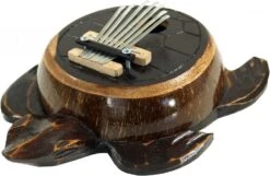 Musikinstrument Aus Holz, Schildkröte Geschnitzt Aus Holz &amp; Kokosnuß - Kalimba 4 - 7x22x17 Cm