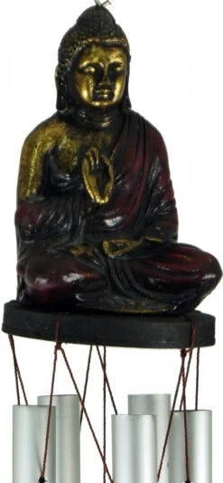 Klangspiel Mit Buddha - Rot - 49x9x9 Cm