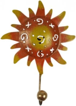 Kleiner Garderobenhaken, Metall Kleiderhaken - Sonne - 16x12x4,5 Cm