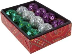 12 Kleine Glitterkugeln In 2 Farbvariationen - 8 Cm Ø4 Cm