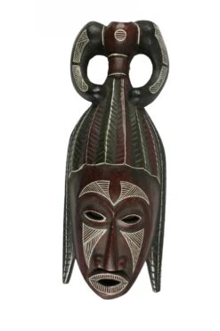 Kleine Abstrakte Maske, Wandschmuck, Ethno Wanddekoration Aus Balsaholz - Modell 4 - 50x14x6 Cm