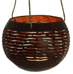 Kokosnuss Teelicht Zum Hängen - Modell 3 - 8x11x11 Cm Ø11 Cm