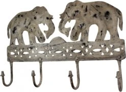 Indischer Vintage Metall Wandhaken Elefant In 4 Farben - 24x40x4 Cm