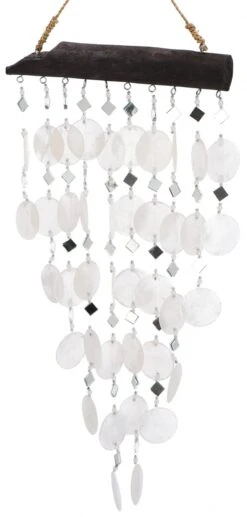 Muschel Mobile, Ethno Windspiel, Sonnenfänger - Weiß - 60x30x2 Cm