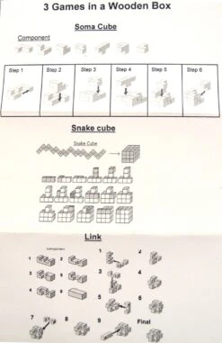 Holzspiel, Geschicklichkeitsspiel, Knobelspiel - 3 Puzzle - 7x7x7 Cm -Deko Haus Store officep4183456