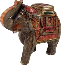 Deko Elefant Aus Indien, Bemalter Indischer Holzelefant, Skulptur Elefant - 15x18x8 Cm -Deko Haus Store p9096308