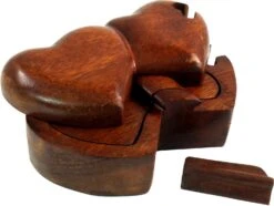 Puzzlebox, Schmuckschatulle, Magic Box, Schachtel Mit Geheim Verschluß - Doppelherz - 6x15x8 Cm