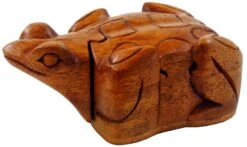 Puzzlebox, Schmuckschatulle, Magic Box, Schachtel Mit Geheim Verschluß - Holzfrosch - 6x14x8 Cm