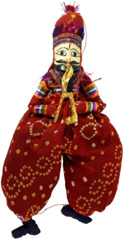 Rajasthan Marionettenpuppe - Arun Jodhpur / Rot - 40x20x8 Cm