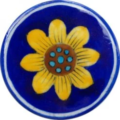 Runder Handbemalter Keramikuntersetzer Für Gläser - Motiv 1 Ø8,5 Cm