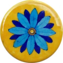 Runder Handbemalter Keramikuntersetzer Für Gläser - Motiv 2 Ø8,5 Cm