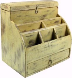 Vintage Schreibtisch Ordner, Schreibtisch Ablage - Weiß Modell 1 - 30x30x20 Cm