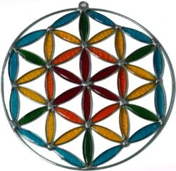 Sonnenfänger, Suncatcher - Blume Des Lebens Bunt - 12x12x1 Cm Ø13 Cm