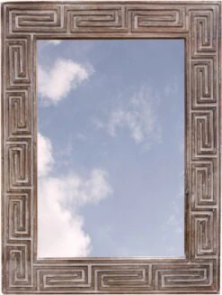 Handgearbeiteteter Spiegel - Antikweiß Ethno 80*60 Cm