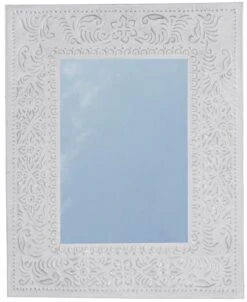 Spiegel Mit Handgeprägtem Rahmen Aus Aluminium - Modell 2 Weiß - 58x47x1 Cm