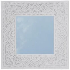 Spiegel Mit Handgeprägtem Rahmen Aus Aluminium - Modell 1 Weiß - 40x40x1 Cm