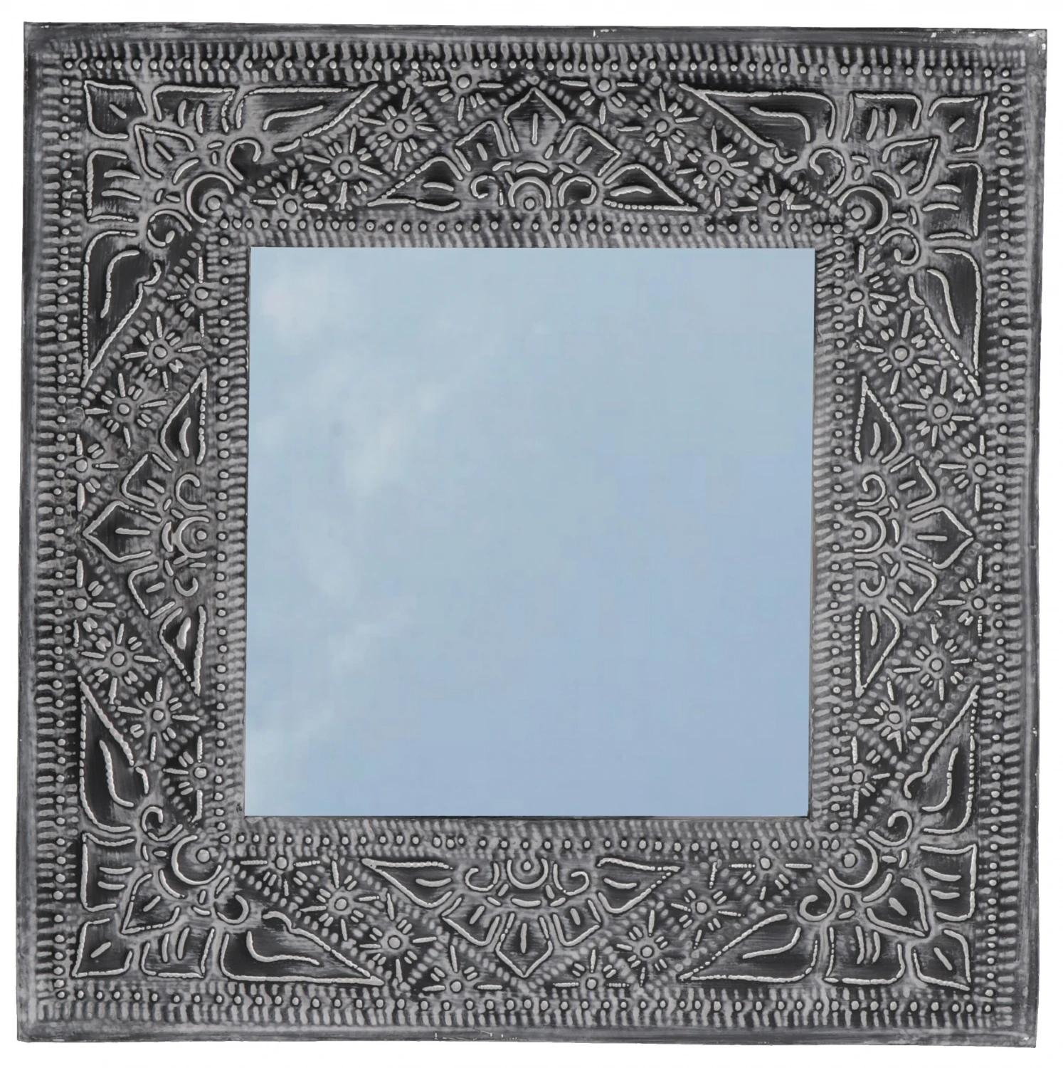 Spiegel Mit Handgeprägtem Rahmen Aus Aluminium - Modell 1 Schwarz - 40x40x1 Cm 1 Spiegel Mit Handgeprägtem Rahmen Aus Aluminium - Modell 1 Schwarz - 40x40x1 Cm