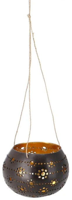 Kokosnuss Teelicht Zum Hängen, Dekotopf - Modell 7 - 10x14x14 Cm Ø14 Cm -Deko Haus Store tisy 18 teelichtschalen 1