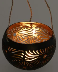 Kokosnuss Teelicht Zum Hängen, Dekotopf - Modell 5 - 9x11,5x11,5 Cm Ø11,5 Cm -Deko Haus Store tisy 18 teelichtschalen 6