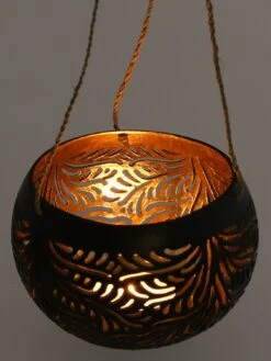 Kokosnuss Teelicht Zum Hängen, Dekotopf - Modell 6 - 9x11,5x11,5 Cm Ø11,5 Cm -Deko Haus Store tisy 18 teelichtschalen 7