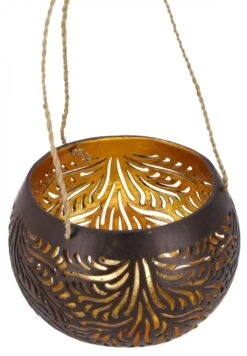 Kokosnuss Teelicht Zum Hängen, Dekotopf - Modell 6 - 9x11,5x11,5 Cm Ø11,5 Cm
