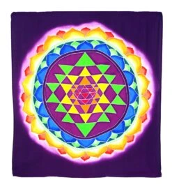 Wandbehang, Wandtuch, Wandbild, Batiktuch - Yantra Im Lotus Lila - 110x95 Cm