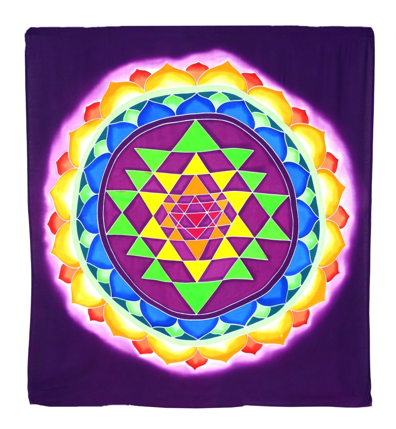 Wandbehang, Wandtuch, Wandbild, Batiktuch - Yantra Im Lotus Lila - 110x95 Cm 1 Wandbehang, Wandtuch, Wandbild, Batiktuch - Yantra Im Lotus Lila - 110x95 Cm