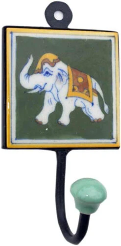 Wandhaken, Garderobenhaken Mit Handgefertigter Fliese, Kleiderhaken (8*8 Cm) - Modell 10