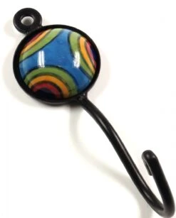 Runder Wandhaken, Garderobenhaken Mit Handgefertigter Fliese - Modell 2 - 12x4x2 Cm