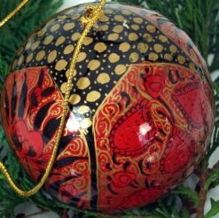 Upcycling Weihnachtskugel Aus Pappmachee, Handbemalter Christbaumschmuck, Kaschmirkugel - Muster 5 - 7x7x7 Cm Ø7 Cm