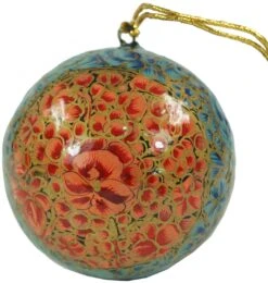 Upcycling Weihnachtskugel Aus Pappmachee, Handbemalter Christbaumschmuck, Kaschmirkugel - Muster 13 - 7x7x7 Cm Ø7 Cm