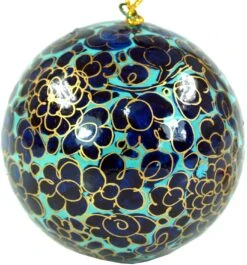 Upcycling Weihnachtskugel Aus Pappmachee, Handbemalter Christbaumschmuck, Kaschmirkugel - Muster 15 - 7x7x7 Cm Ø7 Cm