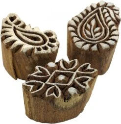 Indischer Textilstempel, Holz Stoffdruckstempel, Blaudruck Stempel, Druck Modell - Set 13 - 4x3x3 Cm